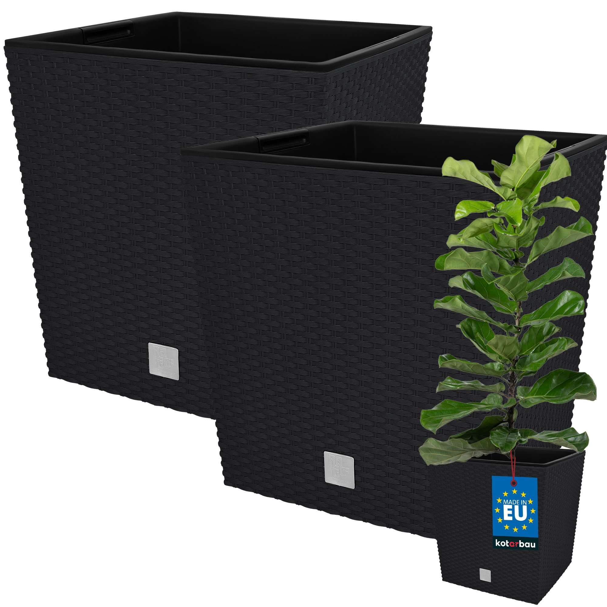 KOTARBAU® Flower Pot Planter with Inner Pot for Plant Growing, charcoal, 32 L, Casual