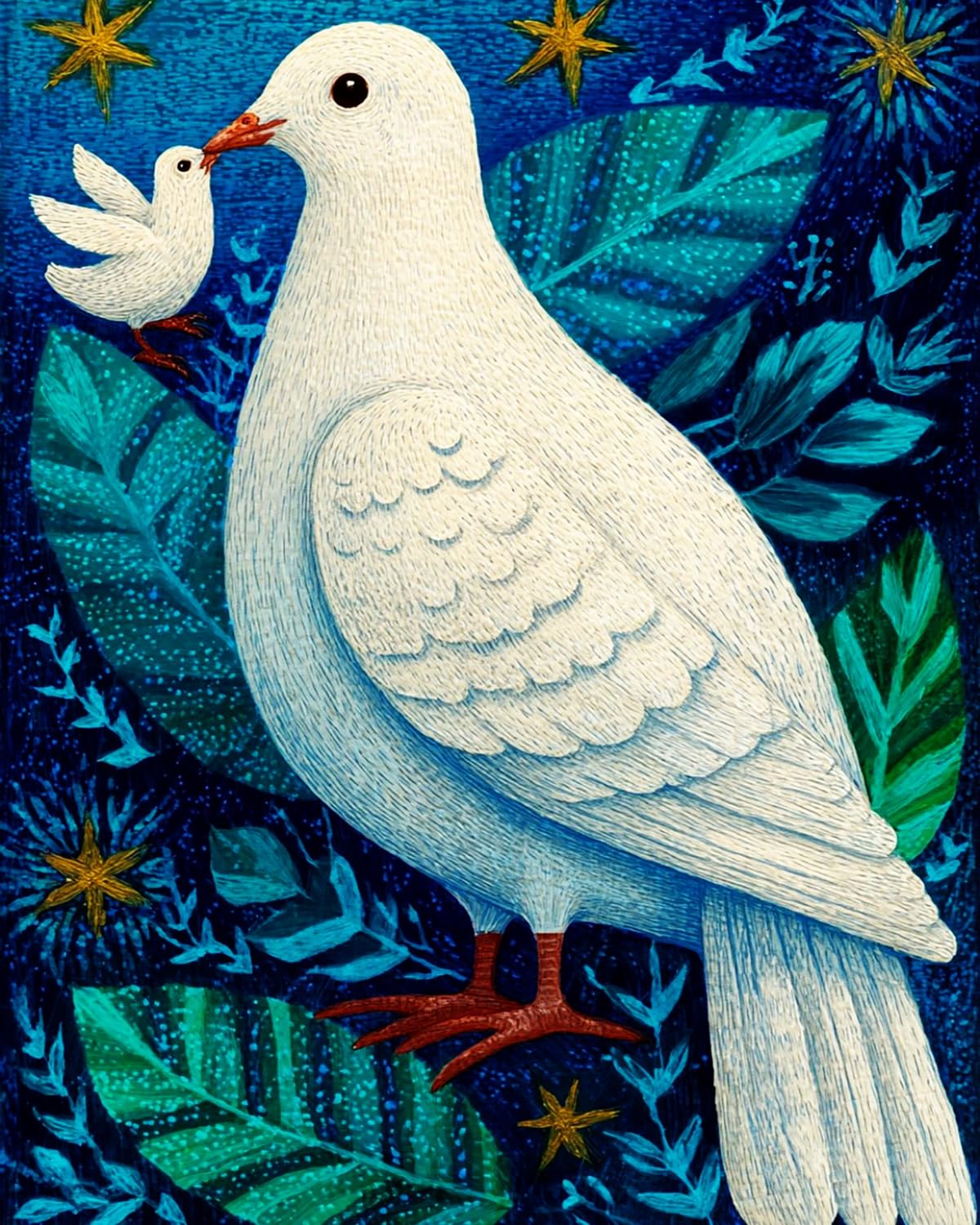 Liubaishi Multicolour Paint By Numbers For Adults, White Dove Theme, 40X50 Cm Acrylic Canvas Painting Kit With 3 Brushes