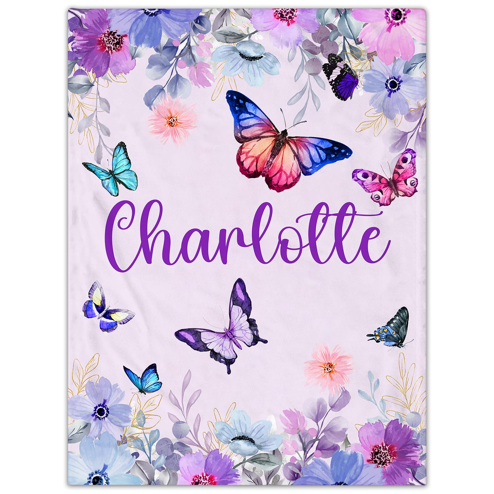 Personalised Elephants Blanket for Girls - Custom Name for Kids, Soft Newborn to Toddler Bed Throw for Birthday, Baby Shower, Christmas โ image 1
