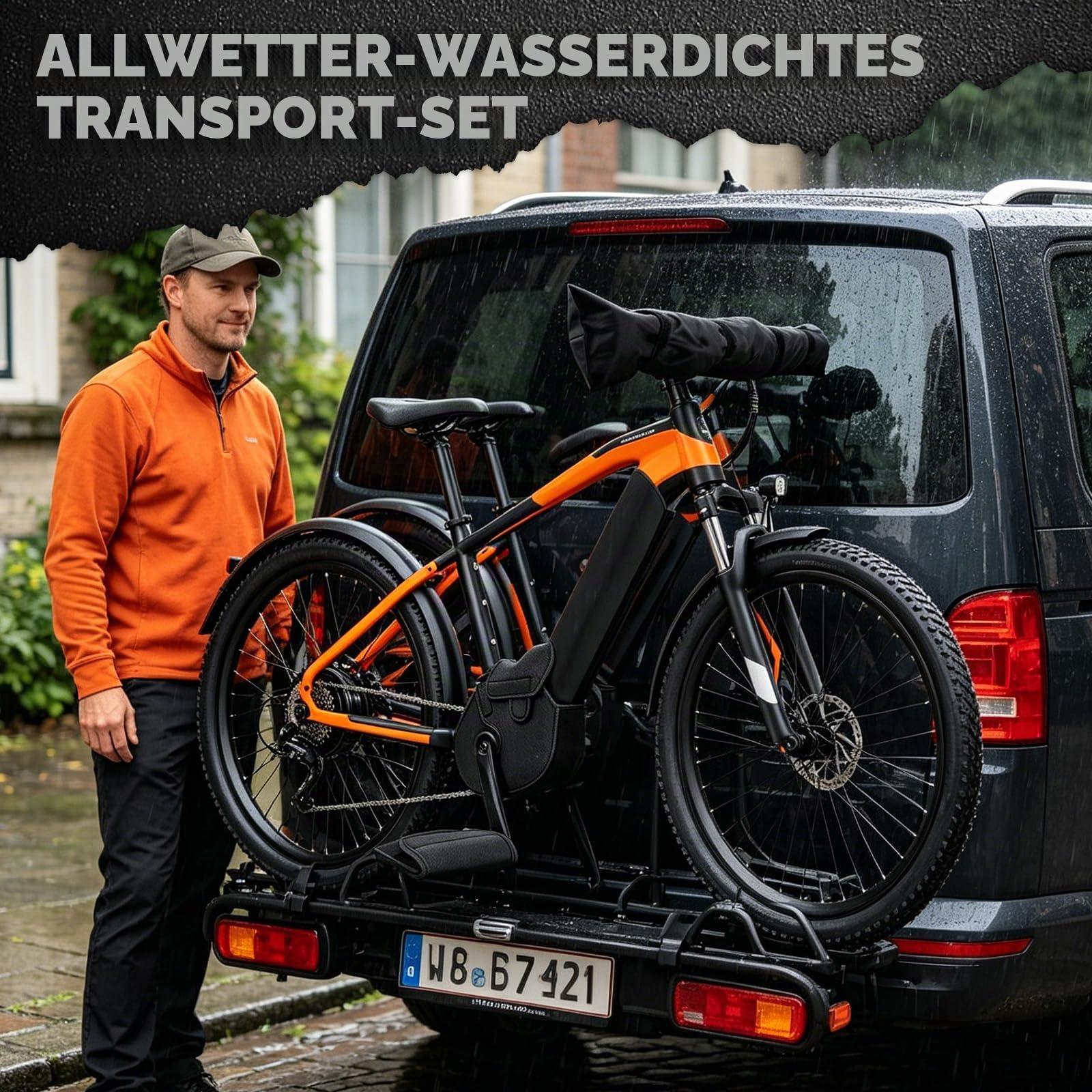 E-Bike Transportschutz Set 5-teilig, Akku Schutzhülle, Motor Abdeckung, Lenkerhülle & 2 Pedalschoner, Wasserdichte Fahrrad Schutzhülle für Fahrradträger - Schützt vor Regen, Kälte & Schmutz