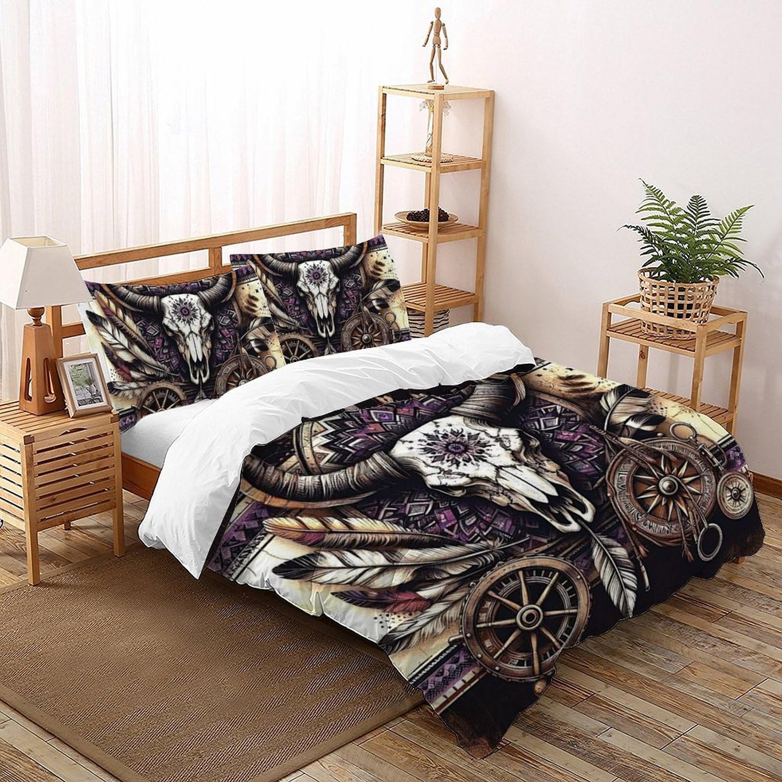Housse de couette 200x200cm avec 2 taies d'oreiller pour lit double