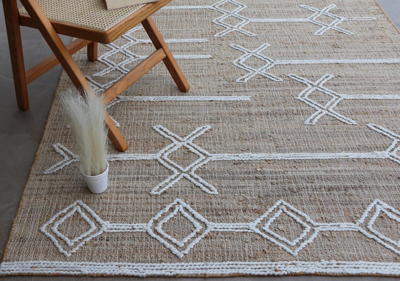 Avalon Handmade Natural Fiber Traditional Area Rug – Soft Texture, Durable Weave, Decorative Rug for Living Room & Bedroom