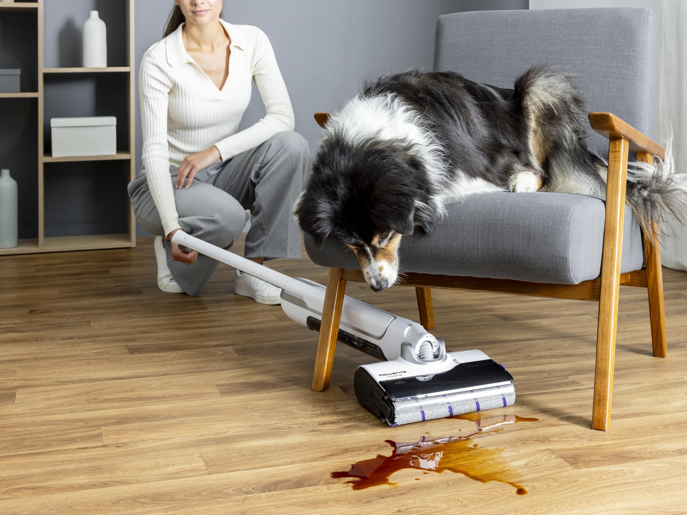 Rowenta X-Clean 10, bezprzewodowy elektryczny mop z technologią mop na mokro i suchy, samoczyszczący i automatyczny, technologia Dual Edge, duży zasięg i wyświetlacz LED, w zestawie dodatkowy filtr