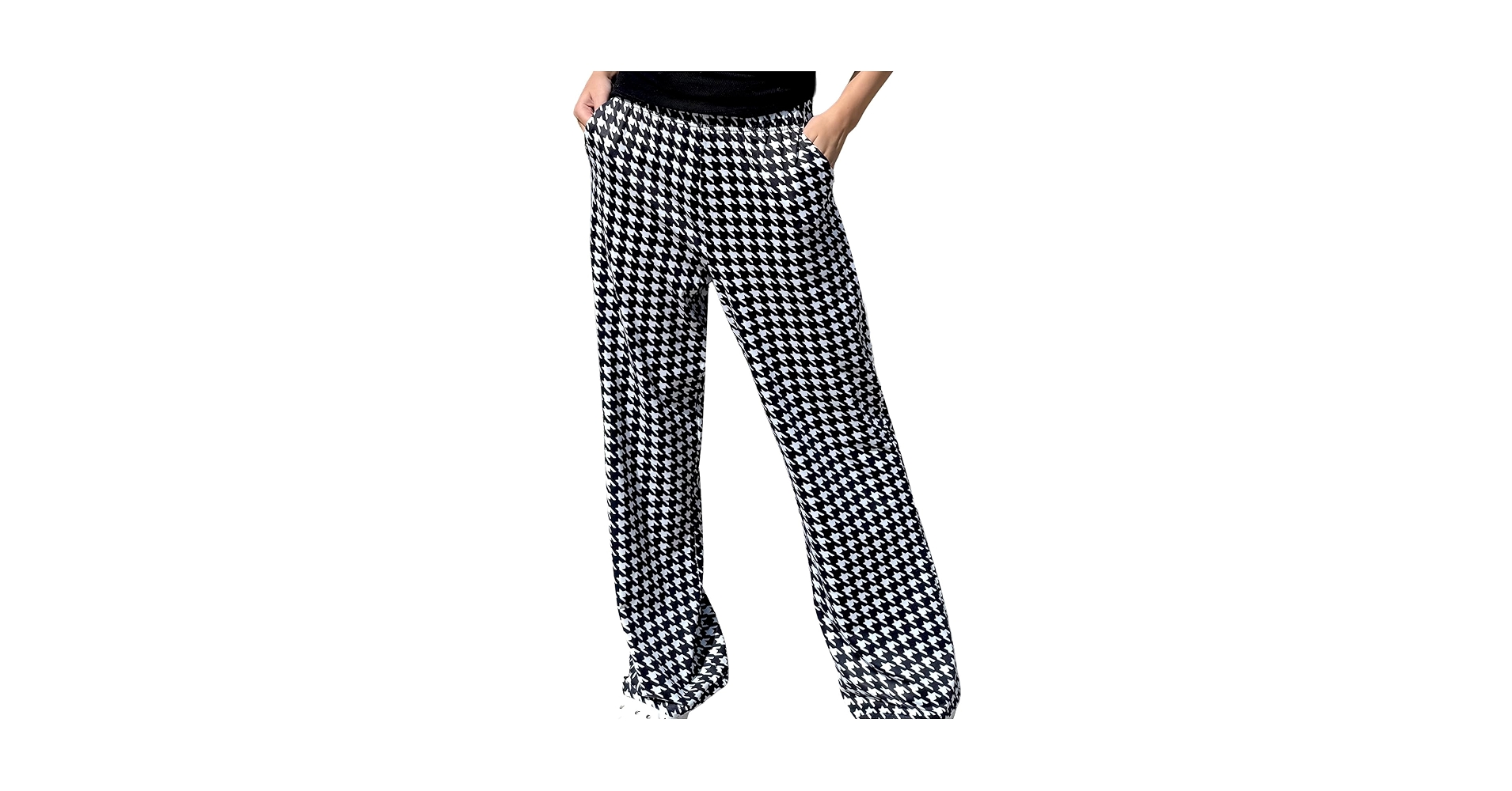 IWOLLENCE Women's Casual Loose Checkered Wide Leg Pants High Waist