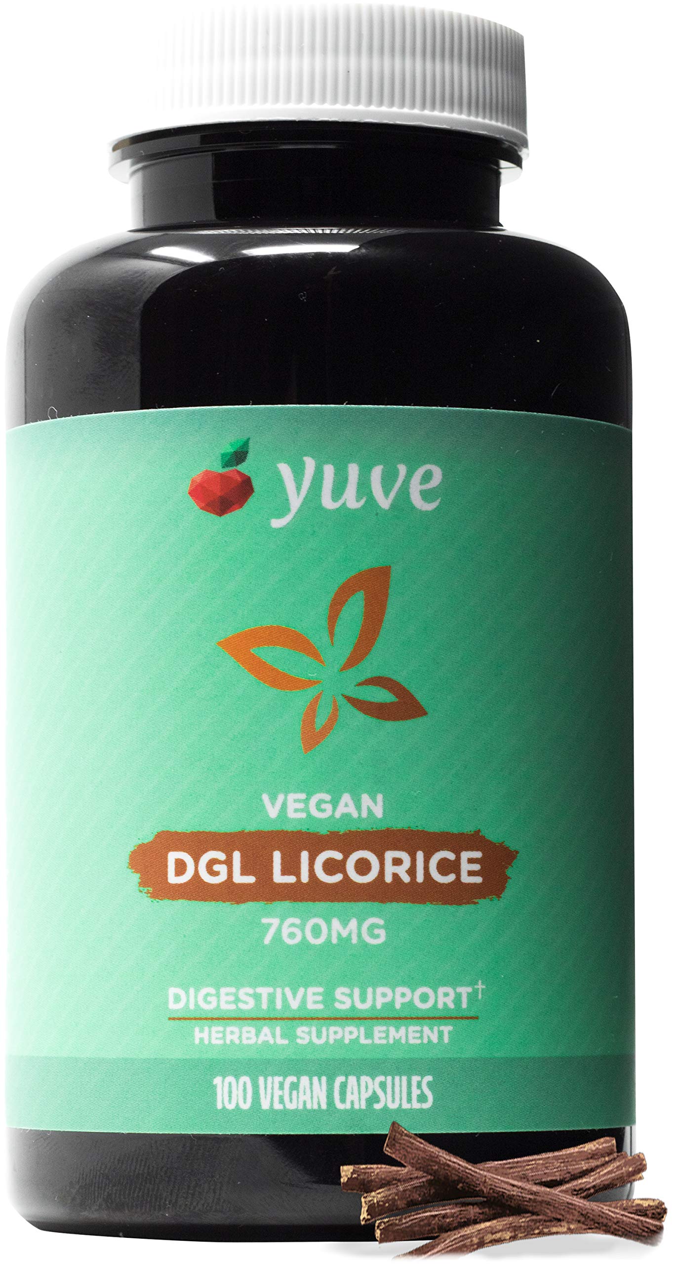 Yuve Vegan DGL Licorice Root Capsules 760mg Natural Acid Reflux