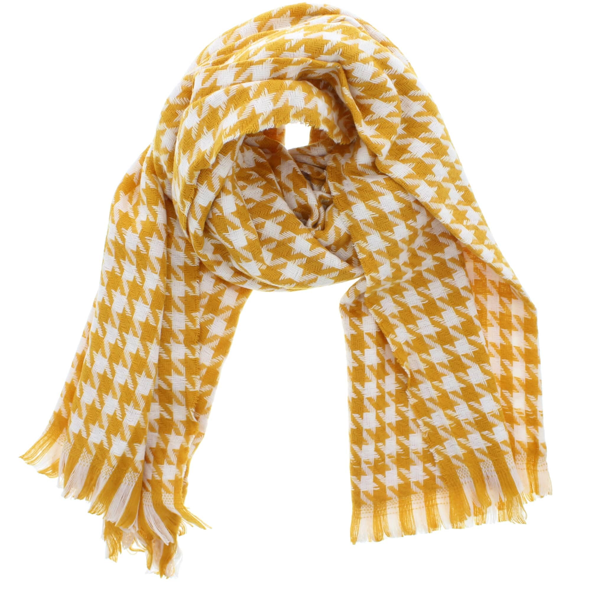 Zac's Alter Ego Soft Warm Thick Houndstooth Print Plaid Chequered Winter Scarf with Tassels