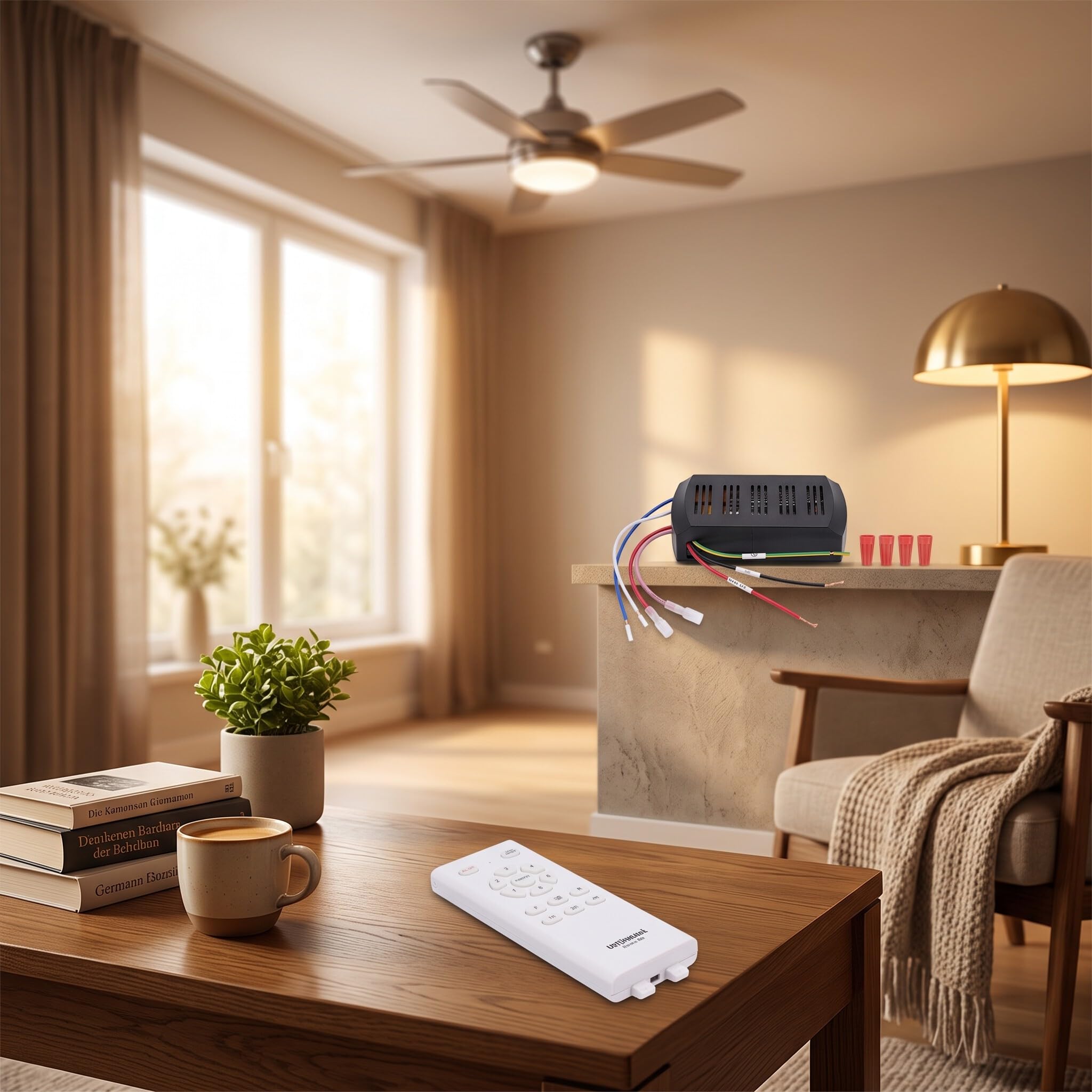 Ejoyous Kit de Control Remoto para Ventilador de Techo, Control Remoto Universal para Luz y Velocidad de Ventilador de Techo con Temporizador y Regulador de 6 Velocidades para Hun