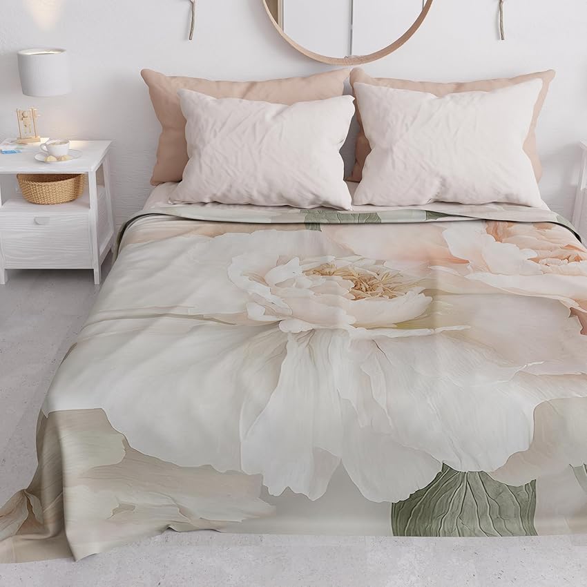 PETTI Artigiani Italiani - Telo Arredo Copridivano Copritutto in Microfibra 180x270 cm, Fantasia Floreale 25 40 | Multiuso per Divani, Copriletto e Copritavolo | Telo Protettivo Lavabile