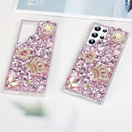 Miniatura 7 de Losin Funda para Galaxy S23 Ultra Bling para mujeres y niñas, funda de lujo con diamantes de imitación de diamantes de imitación 3D con purpurina