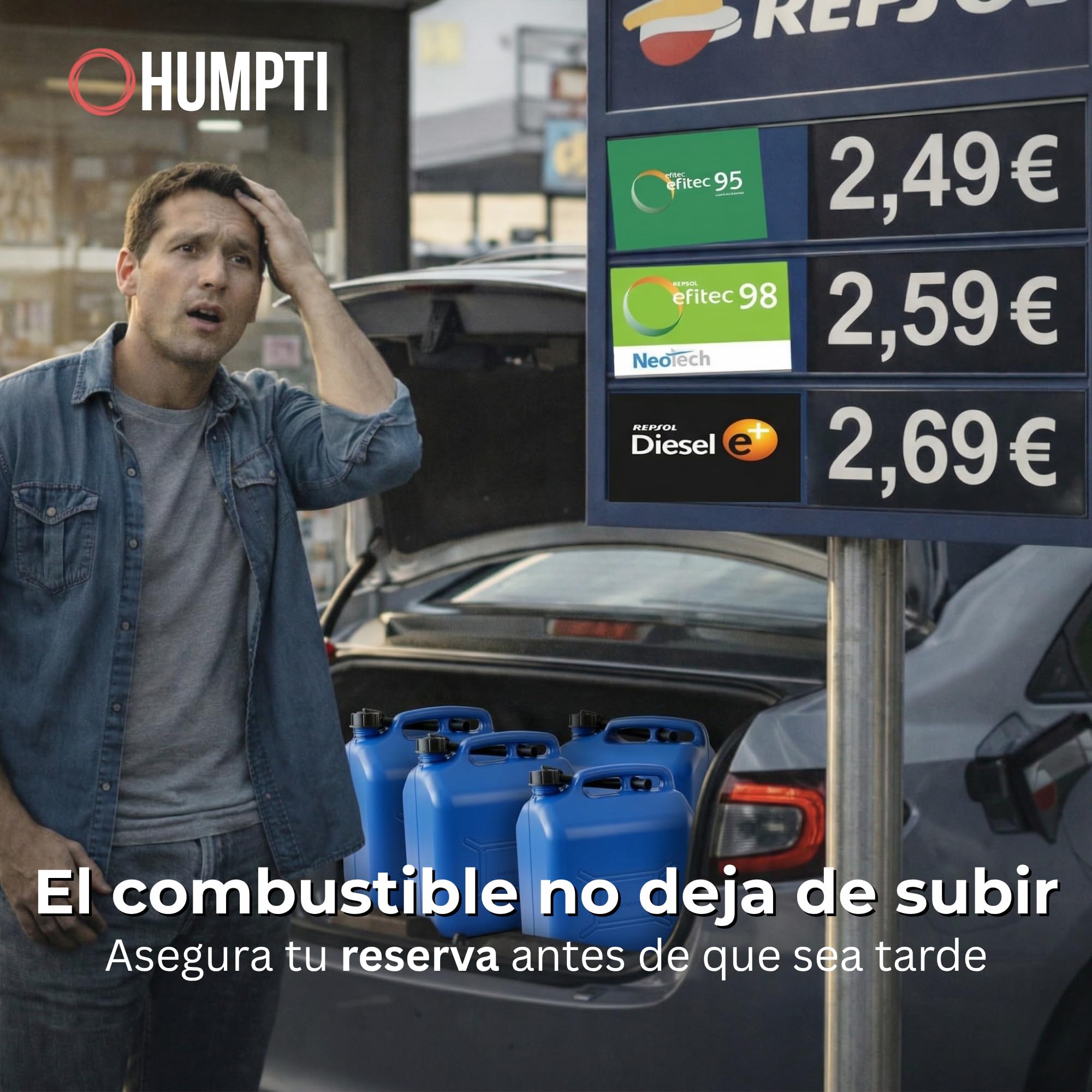 Humpti Garrafa Gasolina 20L Homologada Pack de 6 - Bidón Combustible Plástico con Visor de Nivel - Bidones para Gasolina y Gasoil Homologados 120 Litros - 3