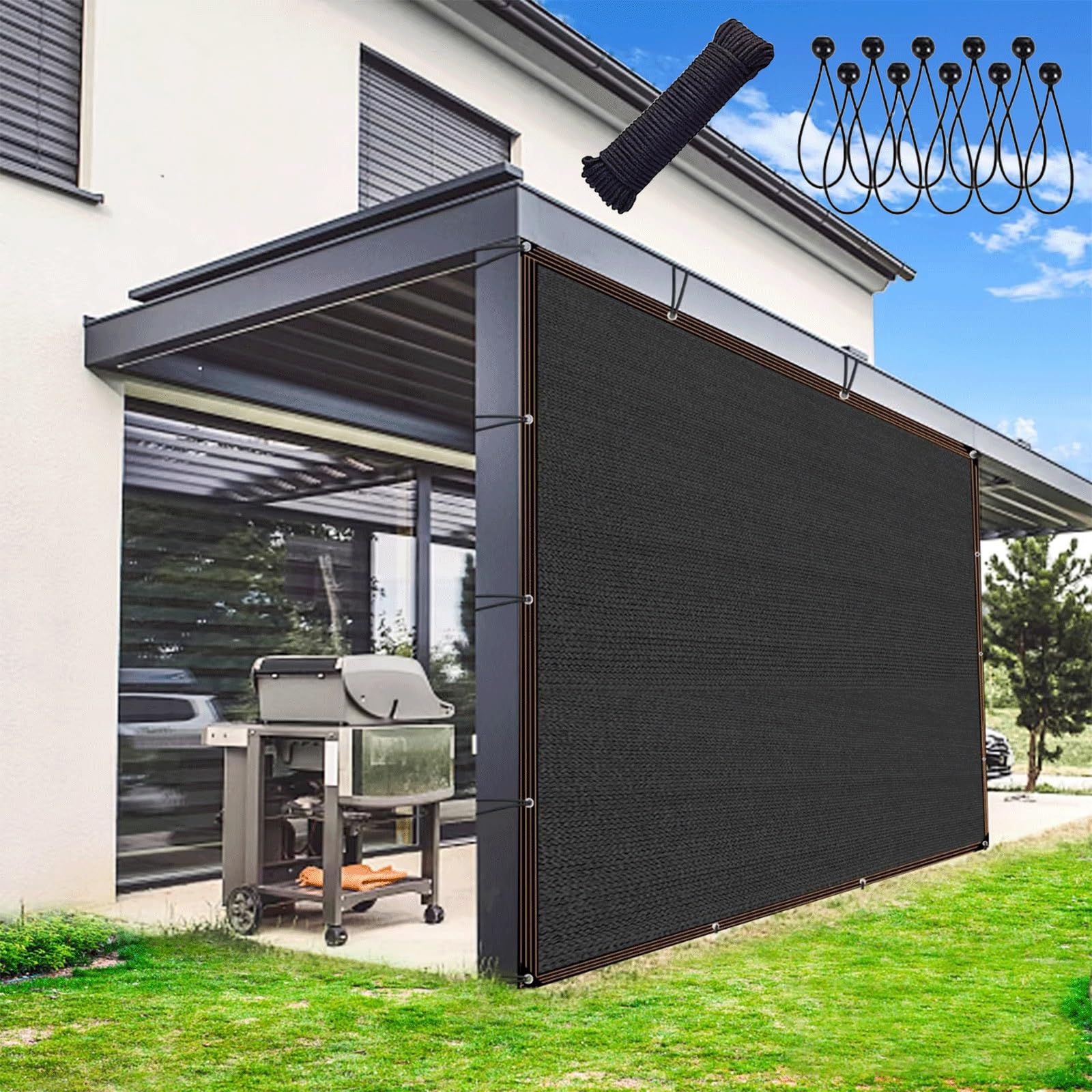 Sunblock Shade Cloth,90% Blocking Sun Shade Cloth With Grommets Mesh Tarp Black Multiple Sizes(20x24 FT)