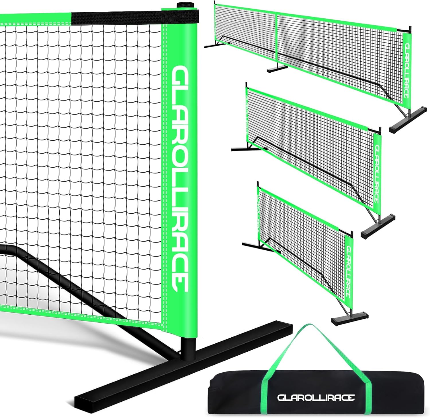 3-in-1 Portable Pickleball Net Set, with Regulation Size 22 FT | 10 FT | 4 FT PE Nets + Metal Frames, Pickle Ball Net System for All Weather Condition and Windproof, Indoor and Outdoor