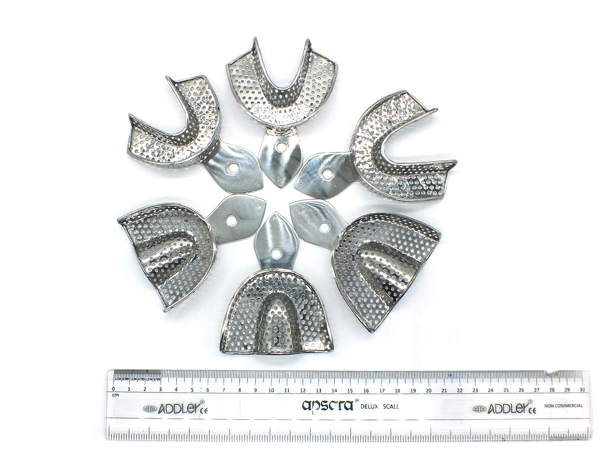 ADDLER DENTAL IMPRESSION TRAY RIM LOCK PERFORATED SET OF 6 SIZE L, M, S 1