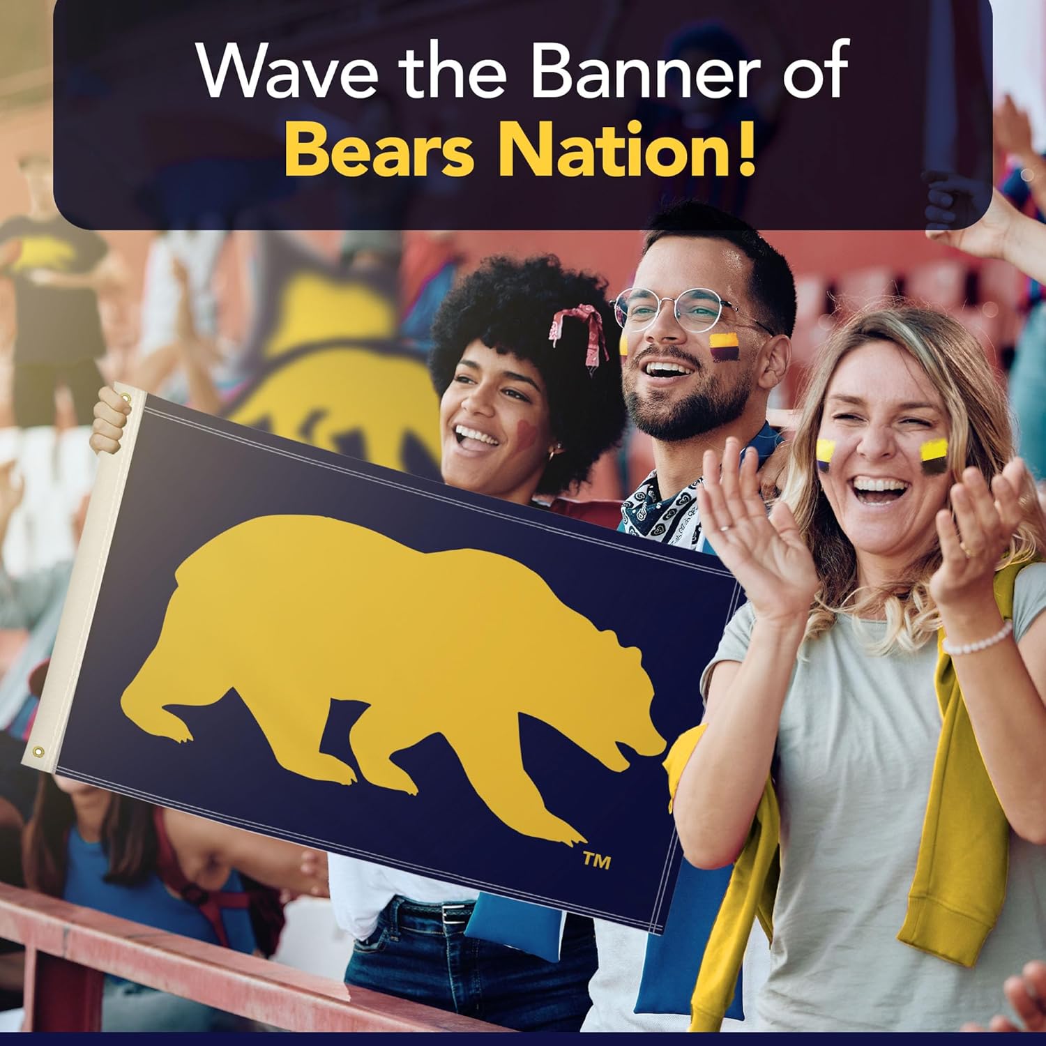 California Berkeley Golden Bears College Sports Printed Flag - NCAA Licensed - Super Polyester Knit - School Banner (Navy Blue, Gold) (2' x 3')