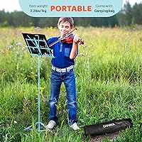 Vista 7 de CAHAYA - Soporte portátil para partituras: soporte de escritorio de doble uso para libros plegable, ligero, extraestable, reforzado con bolsa