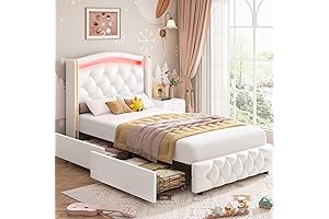HIFIT Full Girly Bed Frame with Storage and Chic Crystal Headboard