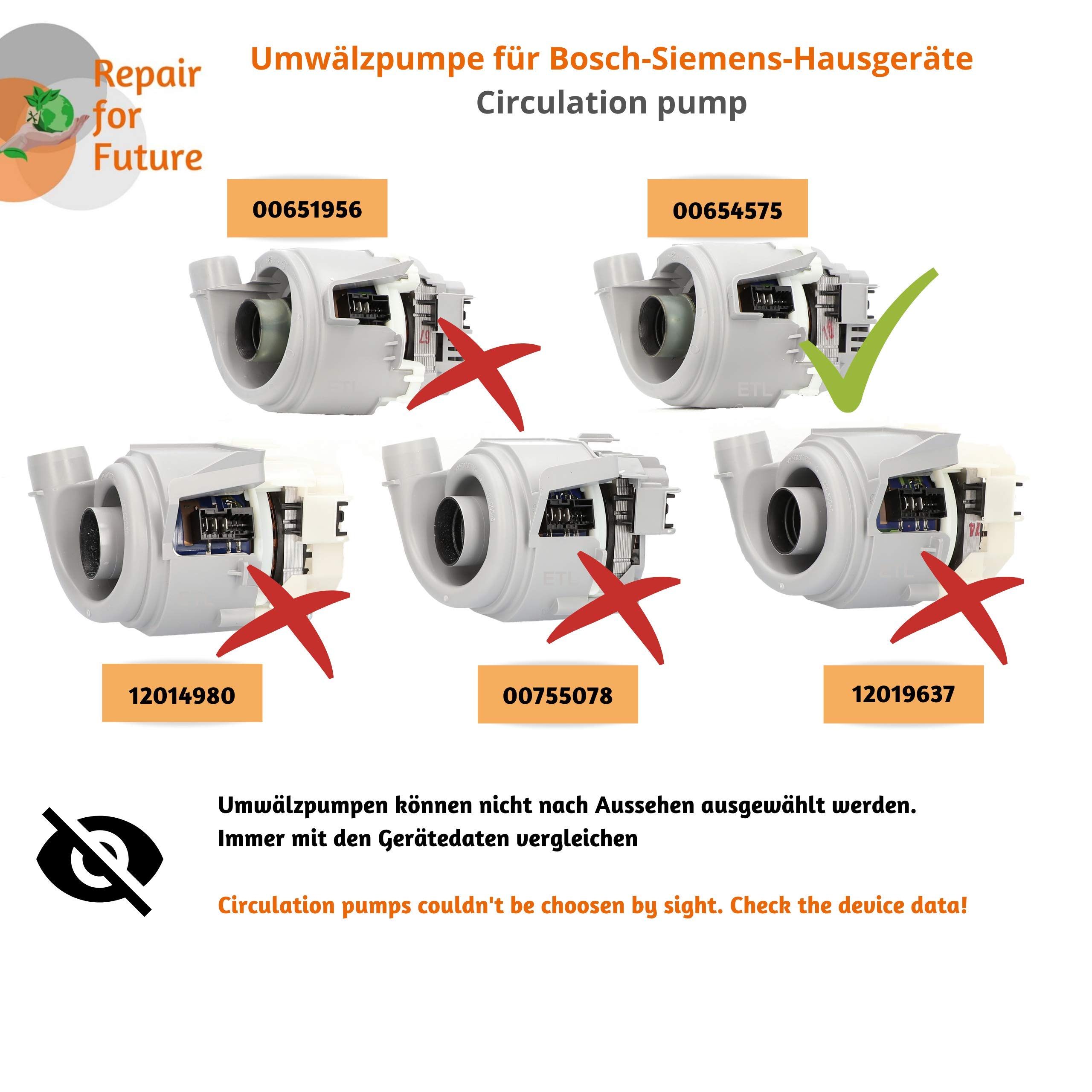 MT206 DREHFLEX-MT206-Umwälzpumpe Pumpe Heizpumpe passt für Bosch Siemens Neff 00654575/654575, Kunststoff