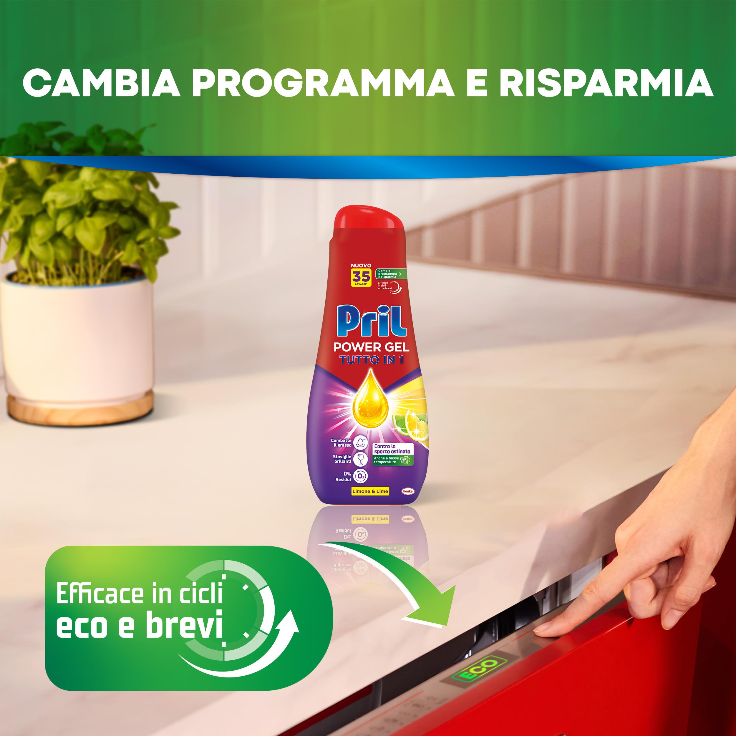 Pril Gel All In One Sciogli Grasso, Detersivo Lavastoviglie Liquido Multi-Azione Sporco Difficile, 6 Confezioni da 52 Lavaggi, 312 Lavaggi