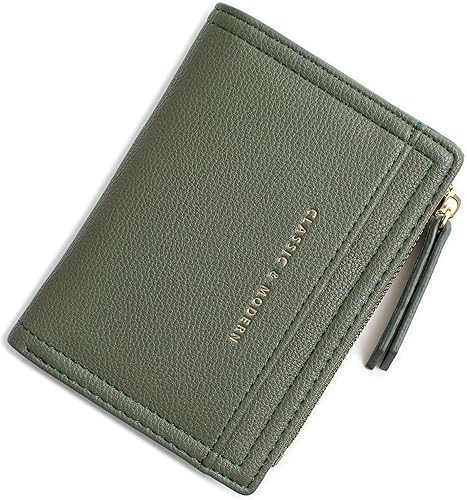 Miniatura 7 de Cartera pequeña para mujer, delgada, plegable, de piel sintética, con cremallera, tarjetero para tarjetas de crédito, monedero, Gris, Minimalista