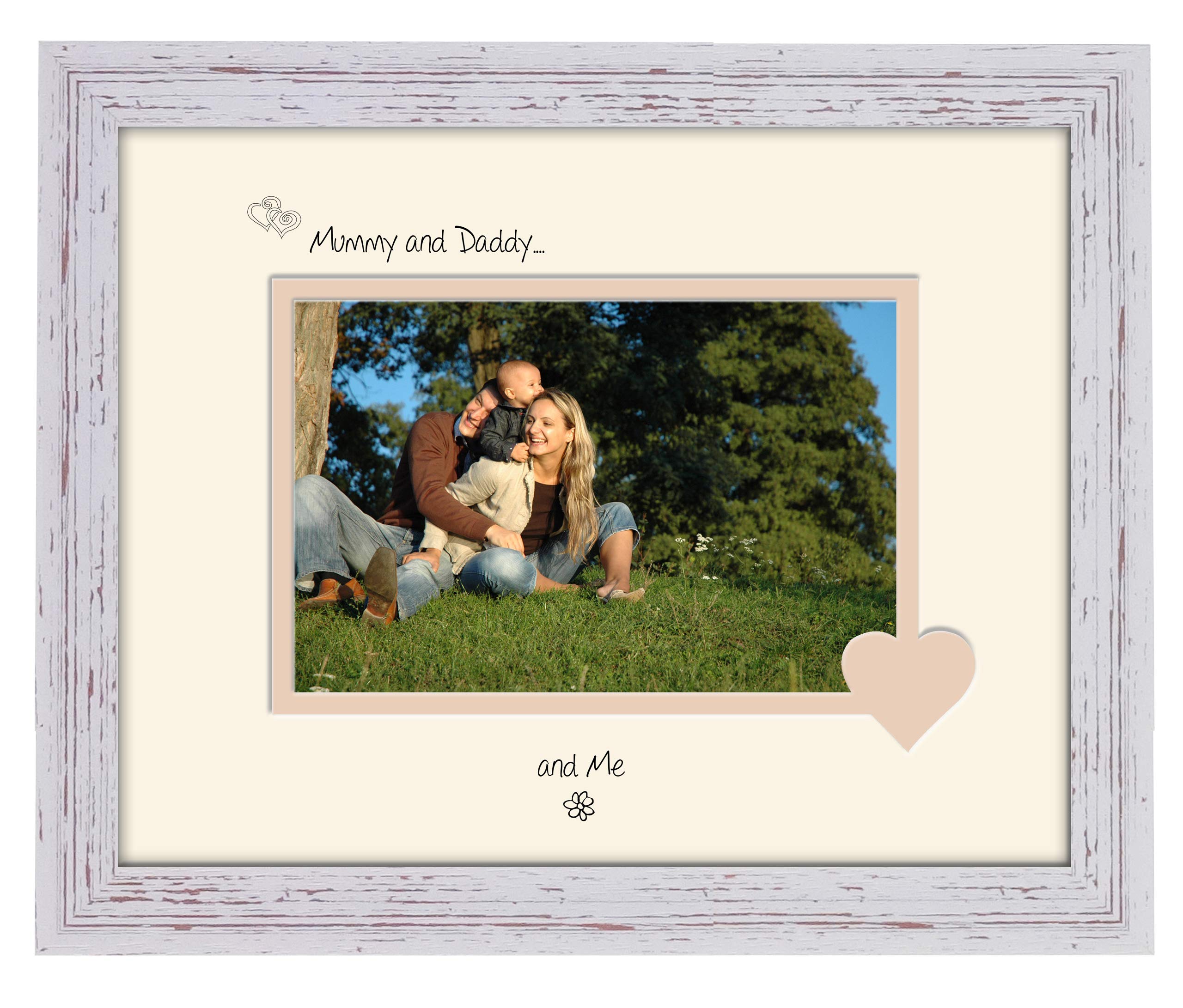 Photos In A Word Shabby Chic Frame Cream Mount Beige Inside Mummy & Daddy Photo Frame Mummy & Daddy And Me 6X4 Double Mounted 752F Quality Gift (Shabby Chic Frame Cream Mount Beige Inside)