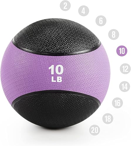 RitFit Pelota medicinal con peso, carcasa de goma antideslizante y agarre de doble textura, pelota de ejercicio de entrenamiento para fuerza