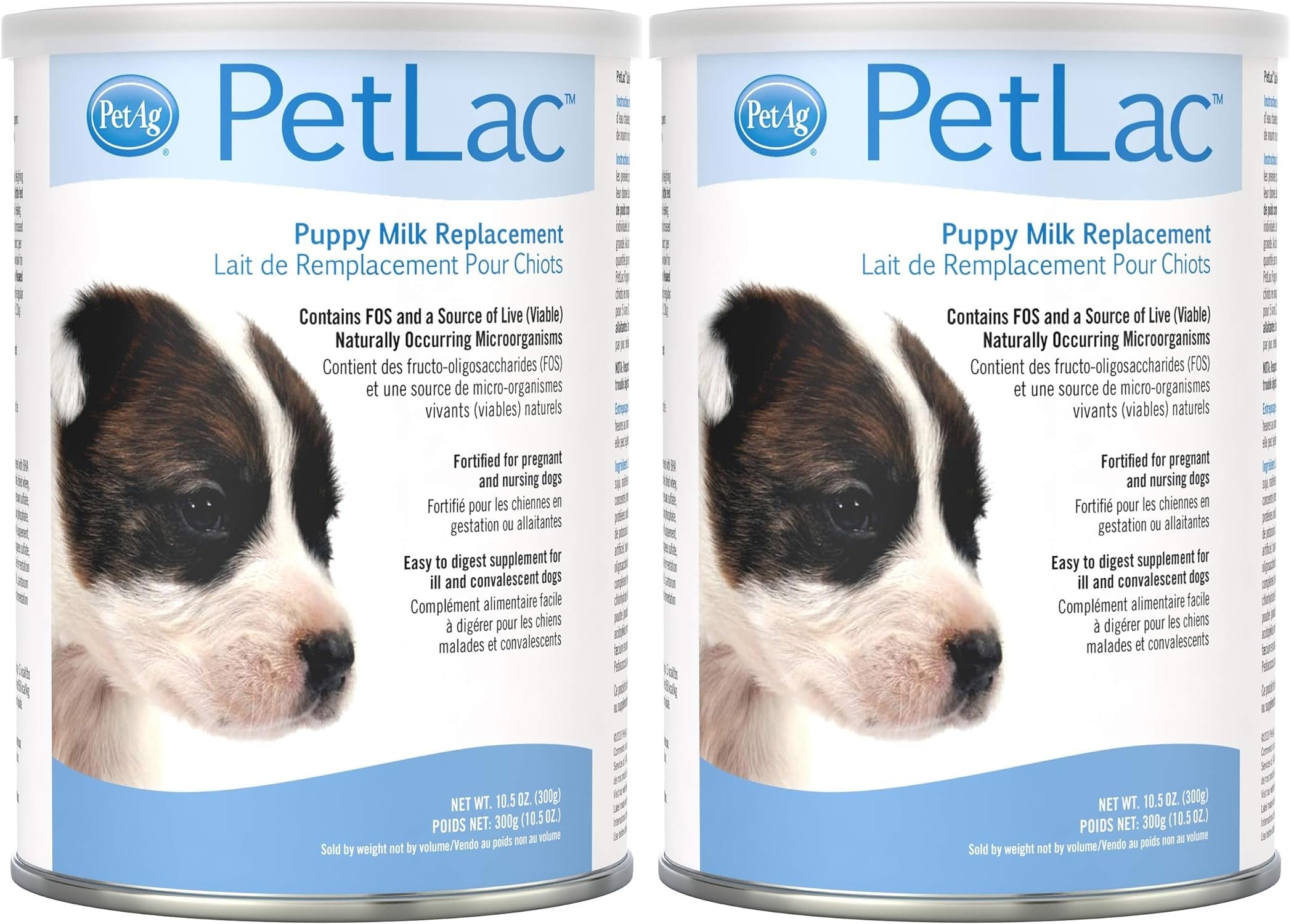 PetAg PetLac Milk Powder for Puppies - Puppy Milk Replacement for Newborn to 6-Week-Old Orphaned or Rejected Puppies - 10.5 oz Powdered Drink Mix(Pack of 2)
