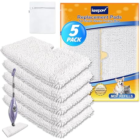 KEEPOW Steam Mop Replacement Pads for Shark S3500 Series (5 Pack)