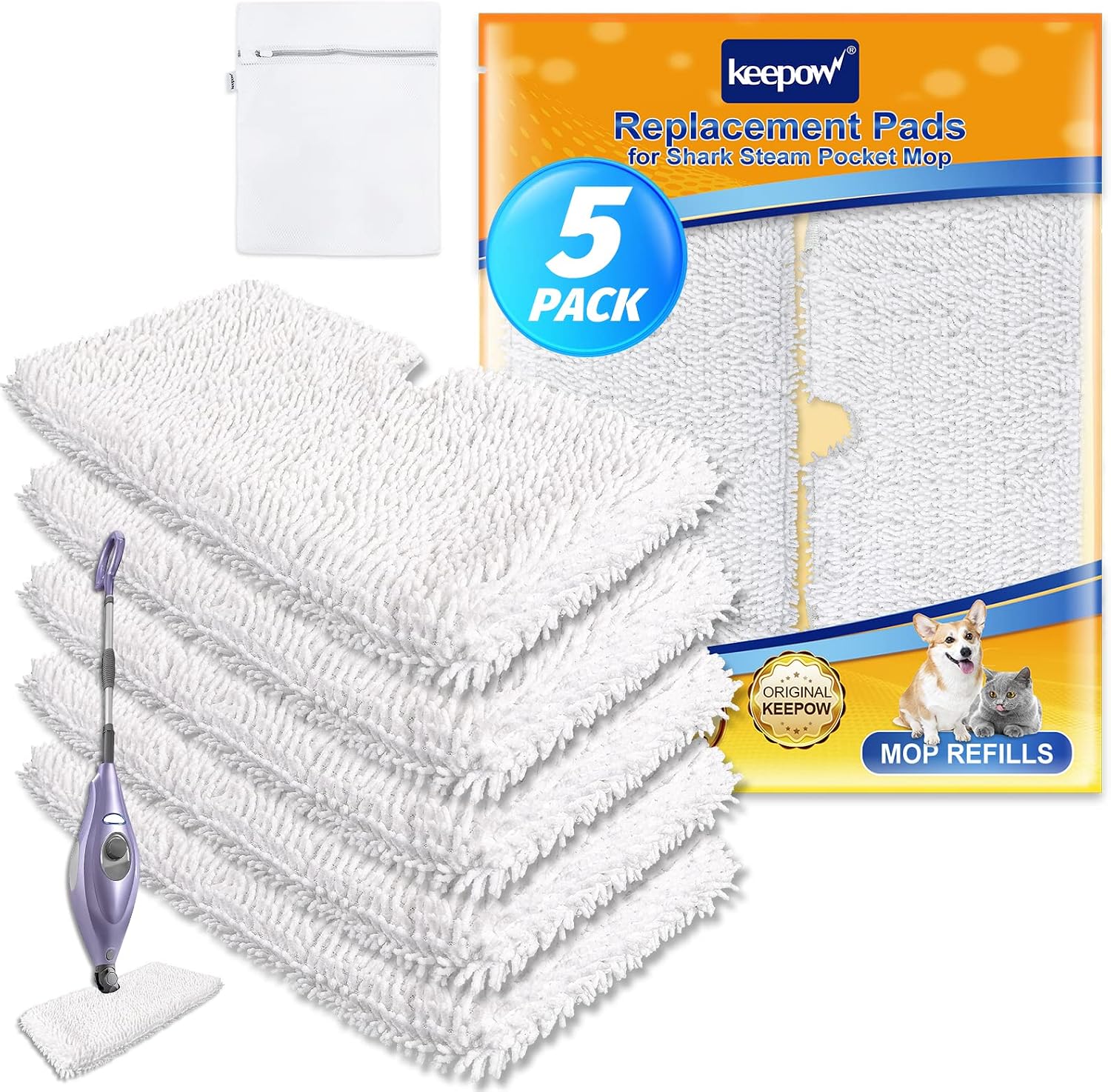 KEEPOW Steam Mop Replacement Pads Compatible with Shark S3500 S3501 S3601