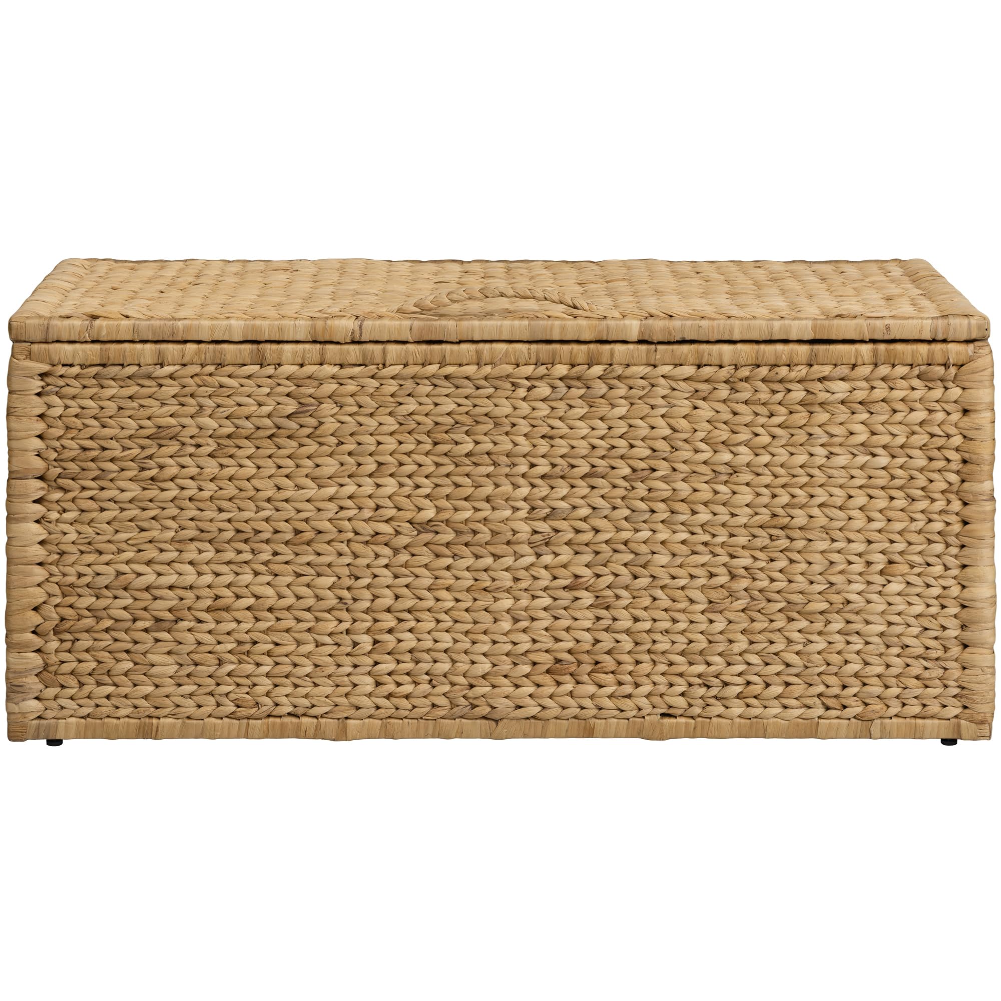 eHemco Baúl de almacenamiento de mimbre de jacinto de agua resistente con marco de metal, 42 x 20 x 18.5 pulgadas, natural