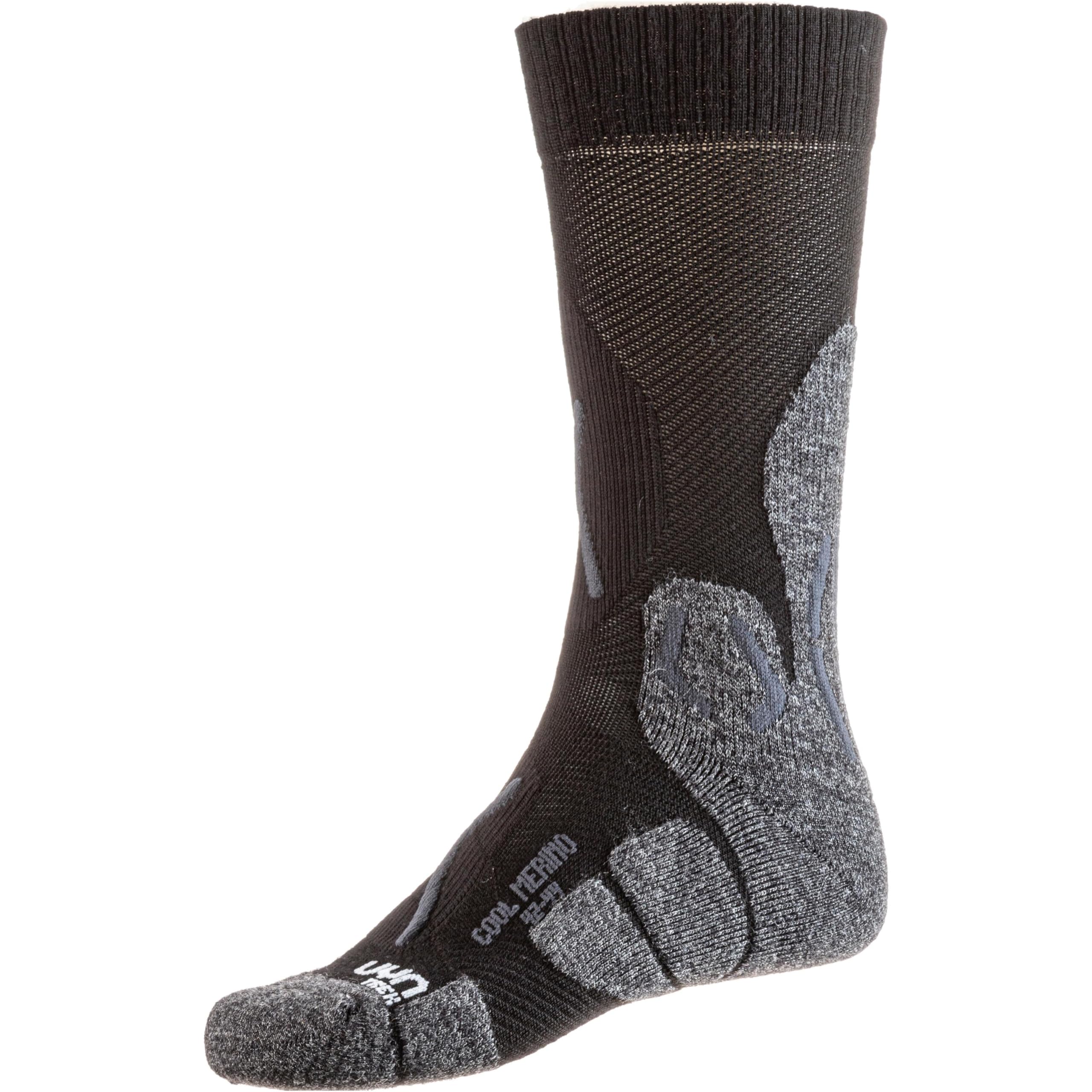 UYN Men's Cool Merino Trekking Socks, Black/Grey Melange, 42/44
