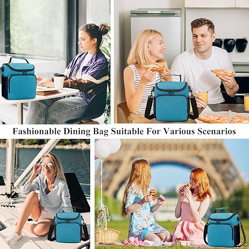 Miniatura 5 de Lonchera para hombres, bolsa de almuerzo aislada para mujer con correa de hombro ajustable, bolsa enfriadora con soporte para bebidas para adultos,