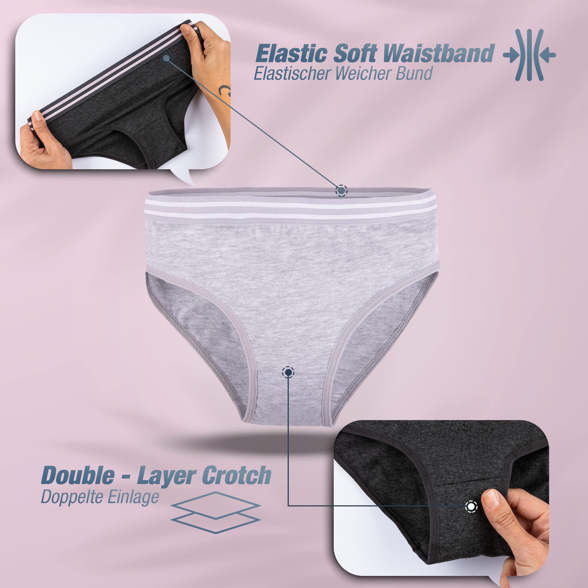 LOREZA ® 10 Braguitas de algodón para niña - Material cómodo y Suave - con Diferentes Motivos