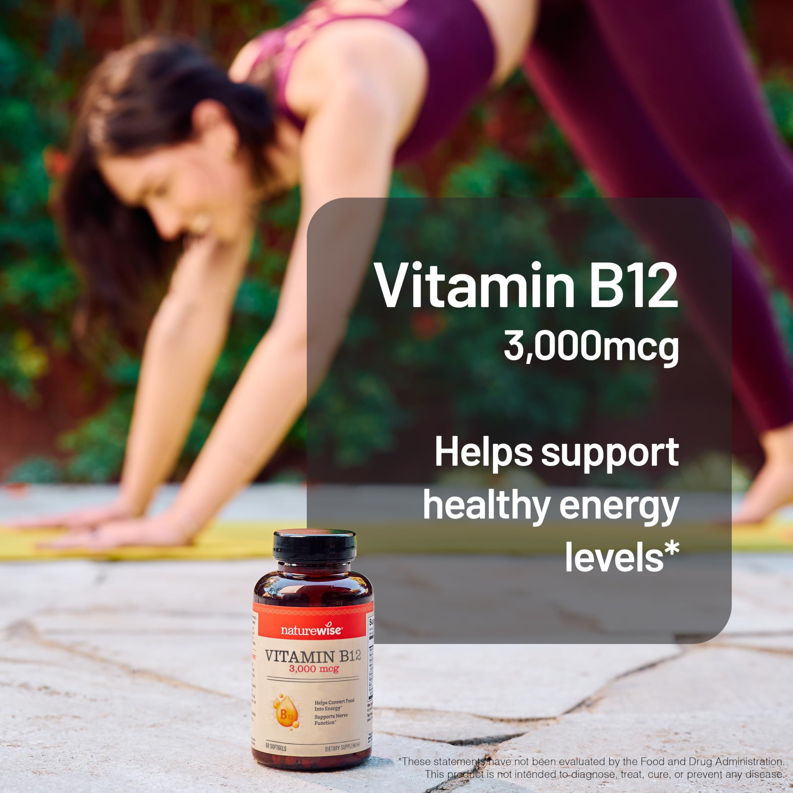NatureWise Vitamin B12 3000 mcg - Extra Strength - Supplement for Supporting Energy Levels, Mental Clarity, Nervous System Health - Easy-to-Swallow, Soy and Gluten-Free, Non-GMO - 60 Softgels — Amazon image 2