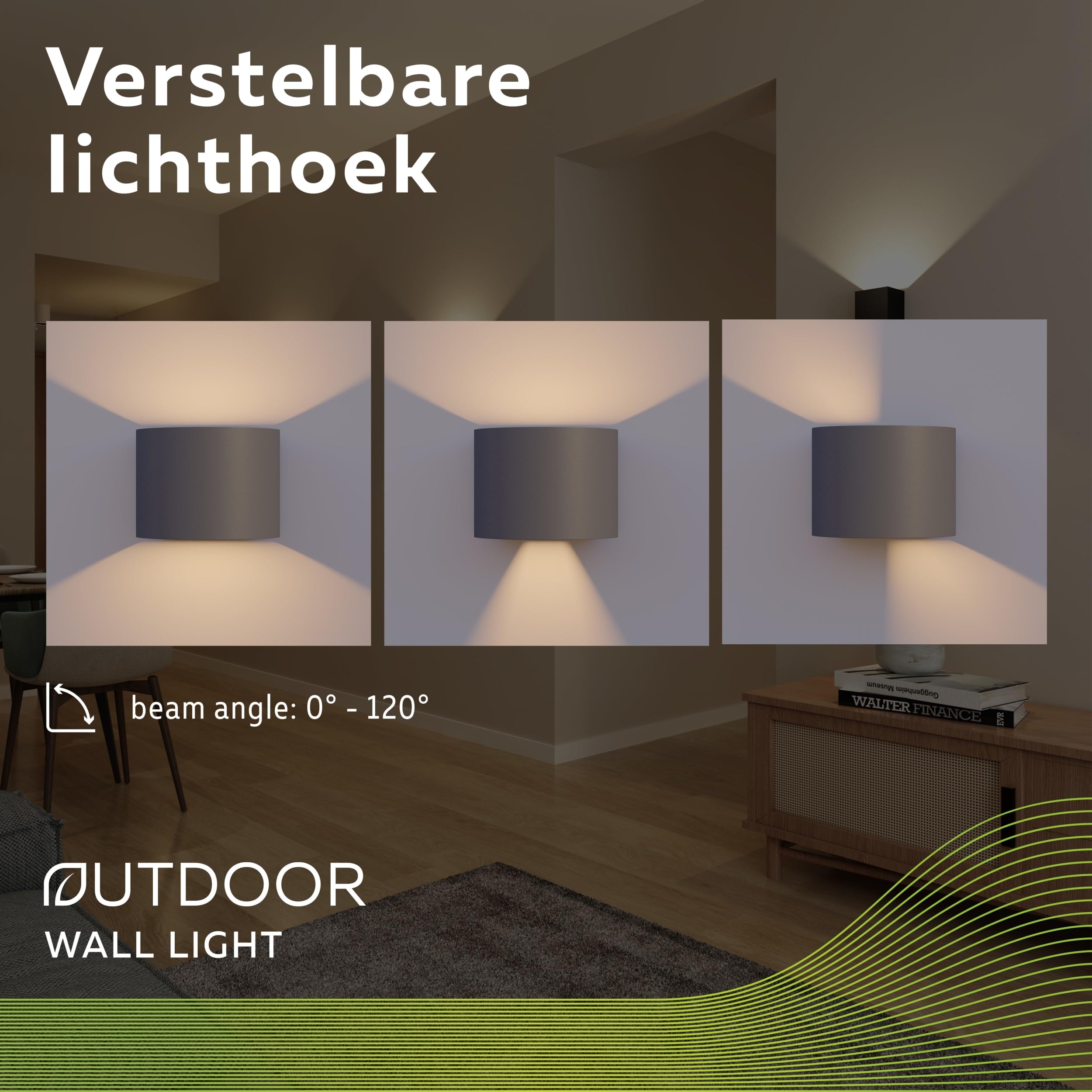 CALEX Applique Murale LED Ovale - Lot de 2 - Luminaire Extérieur, Coloris Anthracite, bidirectionnel, 7W Lumière Blanche Chaude, Faisceau Lumineux Réglable
