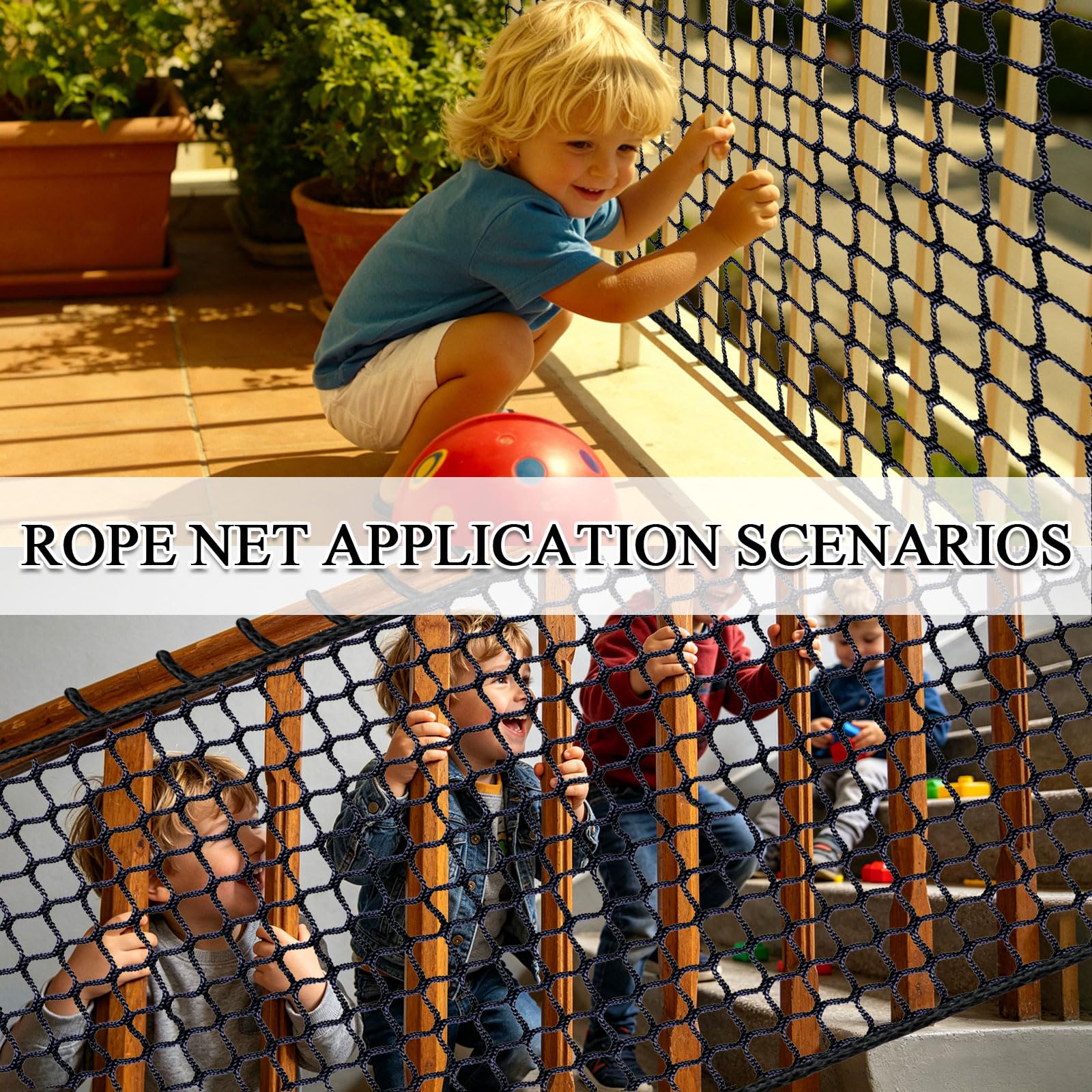 Red de Seguridad Negra Balcón,Ideal Para Niños y Mascotas,red Seguridad para Barandillas Escaleras,red Protección para Parques Infantiles,red Poliéster Sin Nudos(Size:1x10M(3.3x32.8FT),Color:Negro)