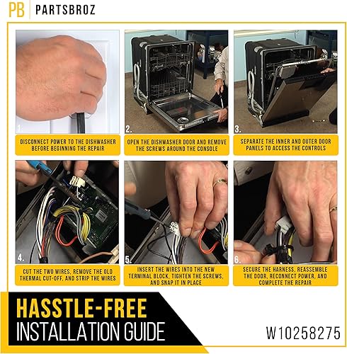 Miniatura 6 de PartsBroz Fusible térmico bimetálico W10258275 compatible con lavavajillas Whirlpool KitchenAid Kenmore Maytag Reemplaza 661663 AP4423189 W10344801