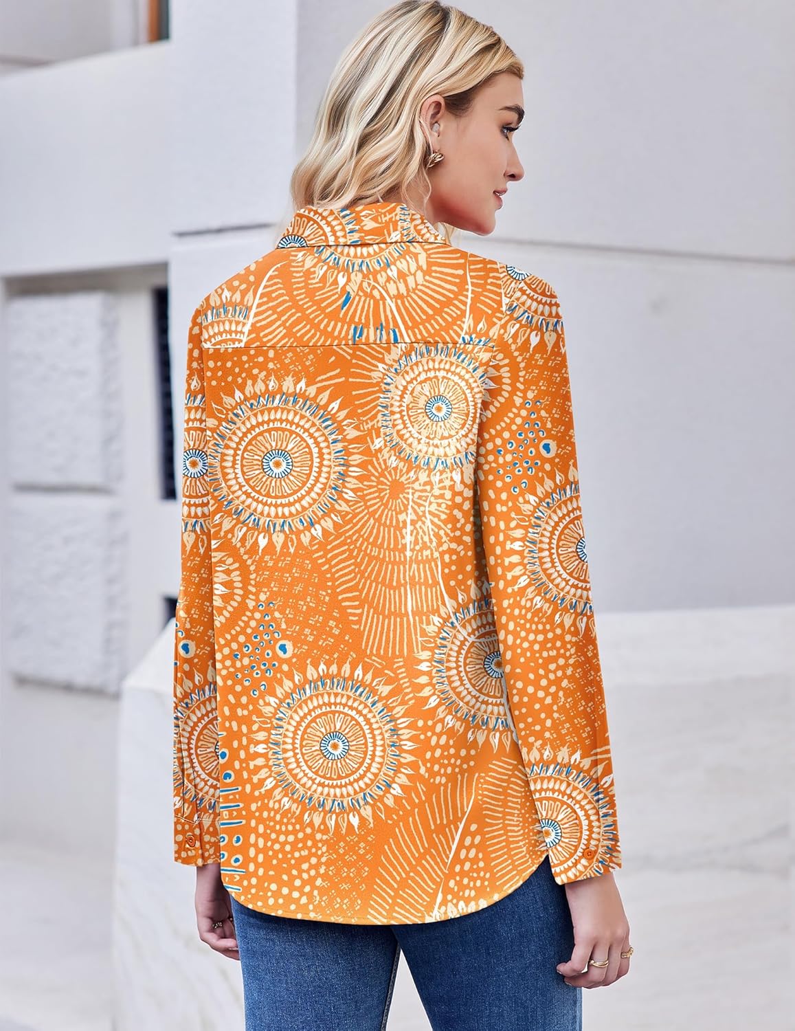 ZEAGOO Button Down Shirt for Women Long Sleeve Blouses Floral Printed Tops Business Casual Work Outfits S-XXL - Image 7