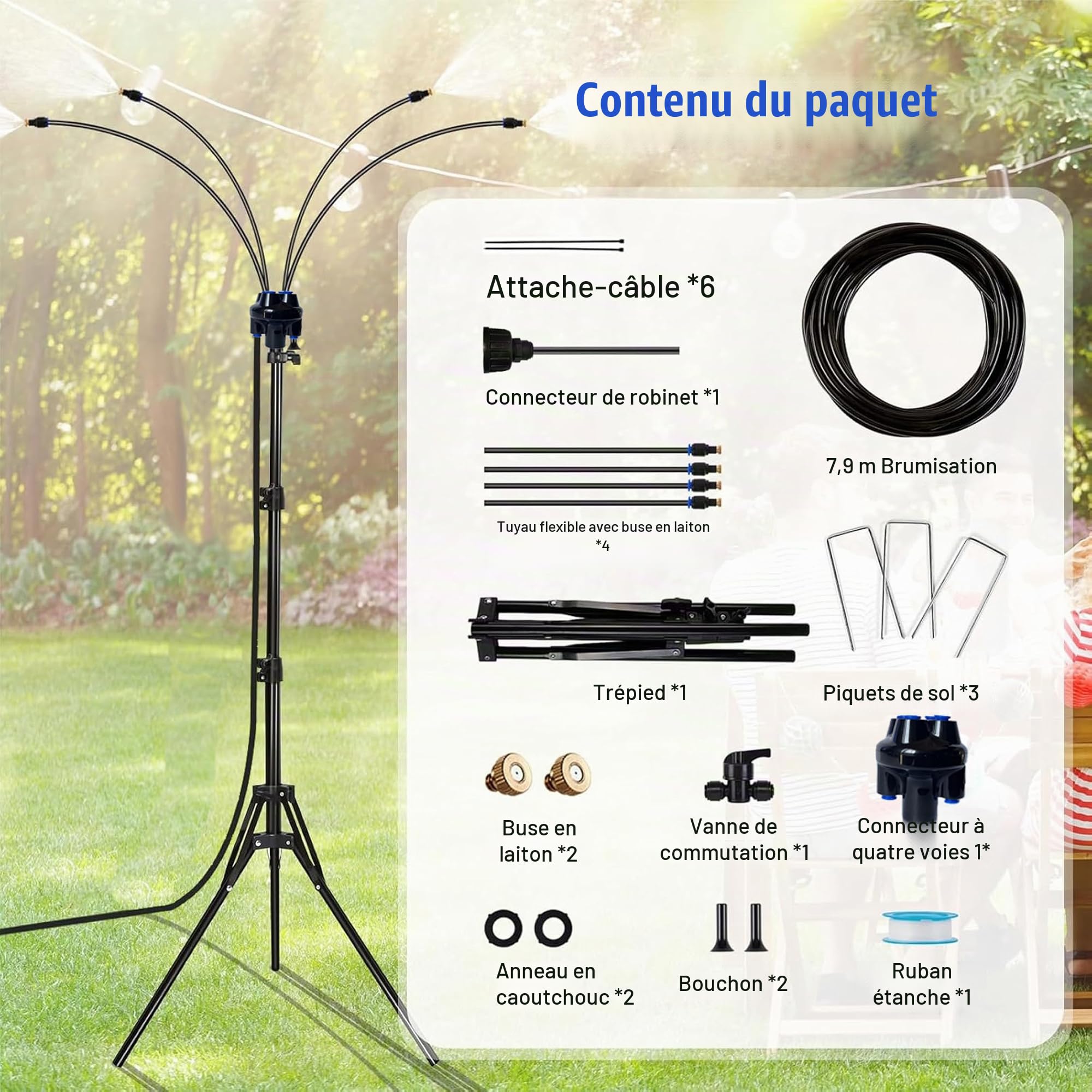 Monsieur Debout pour Patio extérieur, arroseur Rotatif à 360 °, système de Refroidissement extérieur à Hauteur réglable, 3, 4 5, 25 Pieds, brumisateurs extérieurs pour Refroidissement