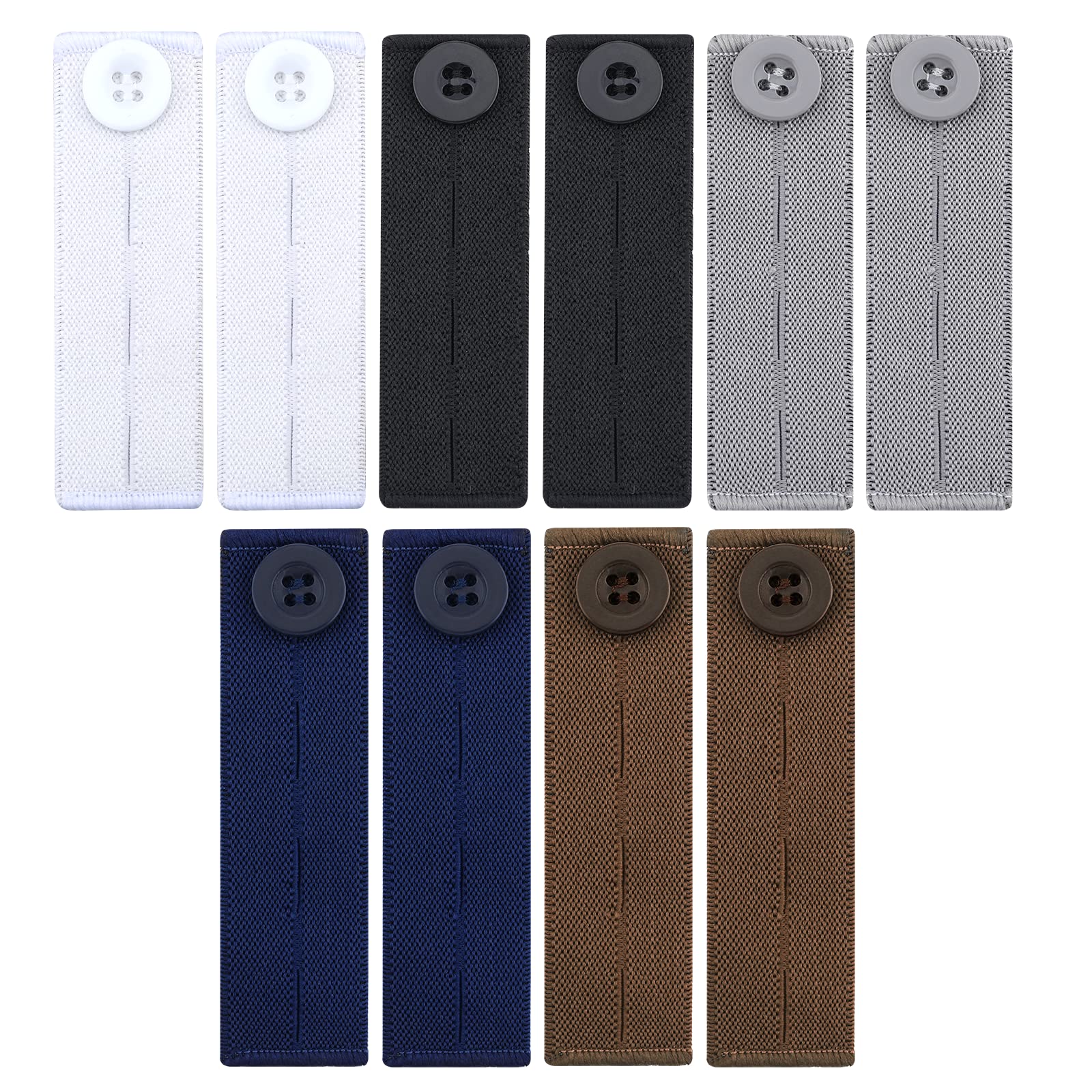 10 Pieces Adjustable Wasitband Expanders, Elastic Waist Extenders, Waistband Extenders for Men Women Trouser Button Extender for Men