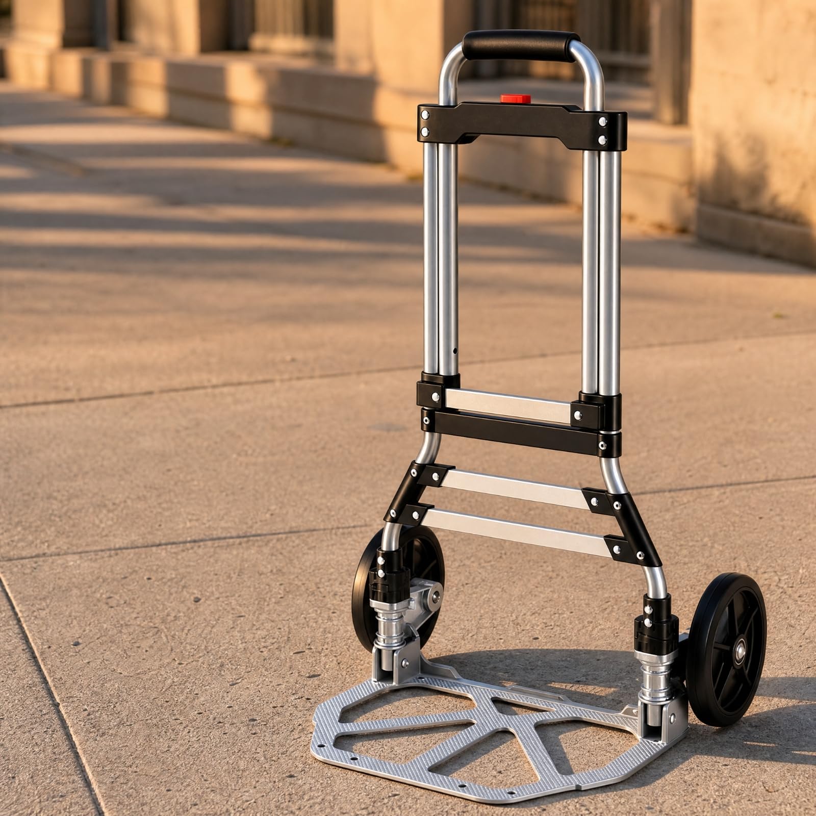 Carrello Pieghevole in Alluminio a Doppia Ruota Portatile Carrello Pieghevole Stabile per Traslochi