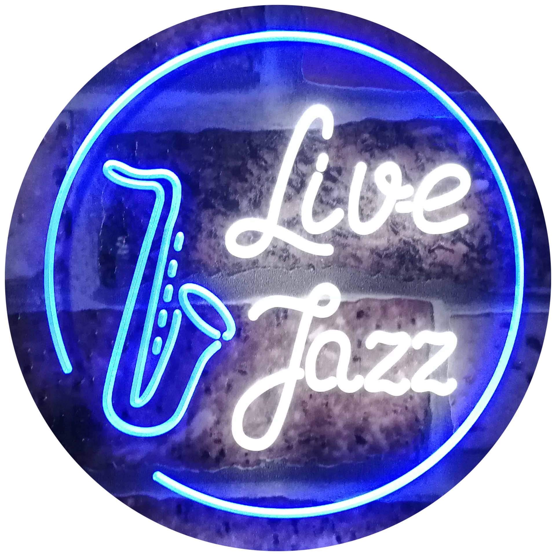 ADVPRO Live Jazz Music Room Dual Color LED Neon Sign White & Blue 300 x 210mm st6s32-i2468-wb โ image 1