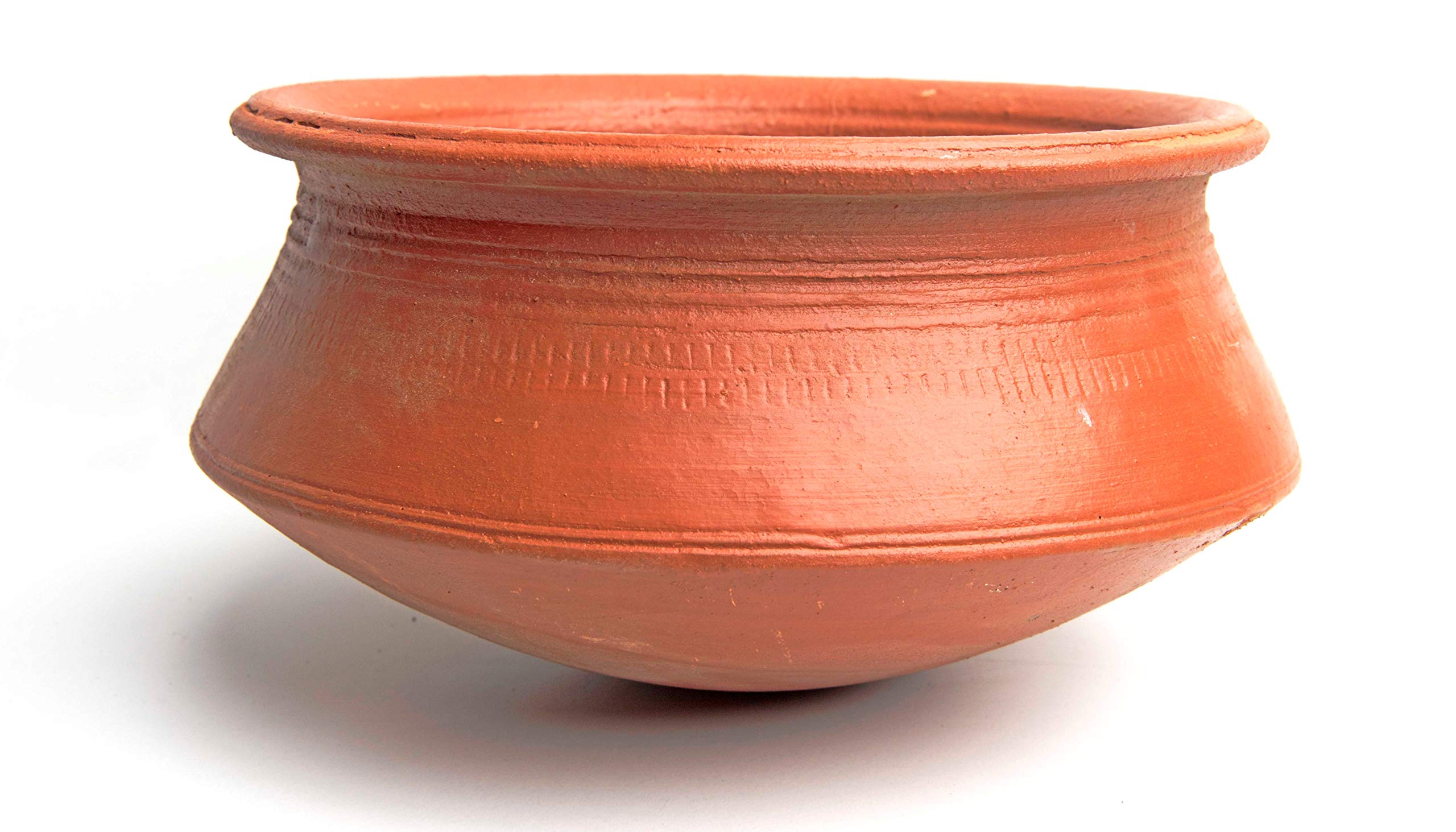 Tribal Culture Earthen Clay / Kadhai Pots For Cooking , Pre- Seasoned Handmade Biryani Pots / Brown (3 Quarts,Medium)