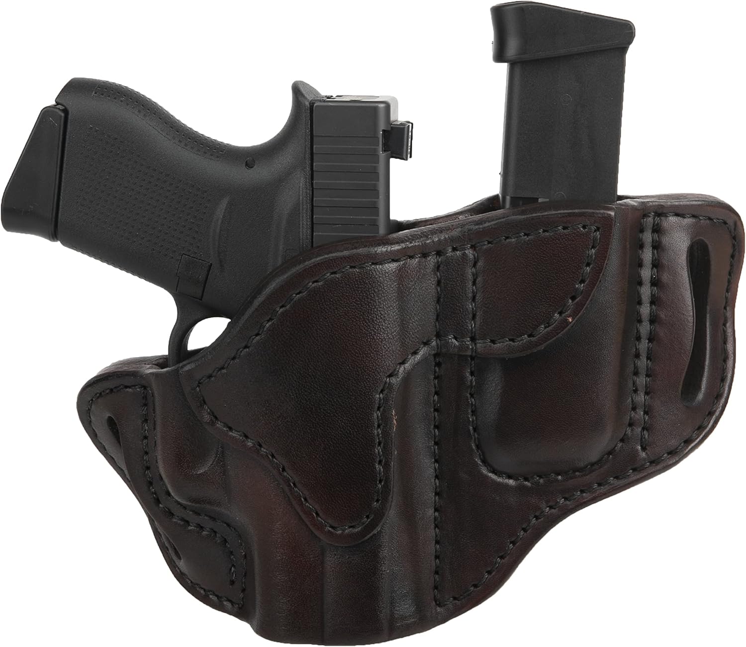 1791 Gunleather G43 Holster, OWB Leather Gun and Mag Holster for Belts. Compatible with Glock 43, Ruger LC9, SR22, Kimber Micro, Hellcat OSP and Others.