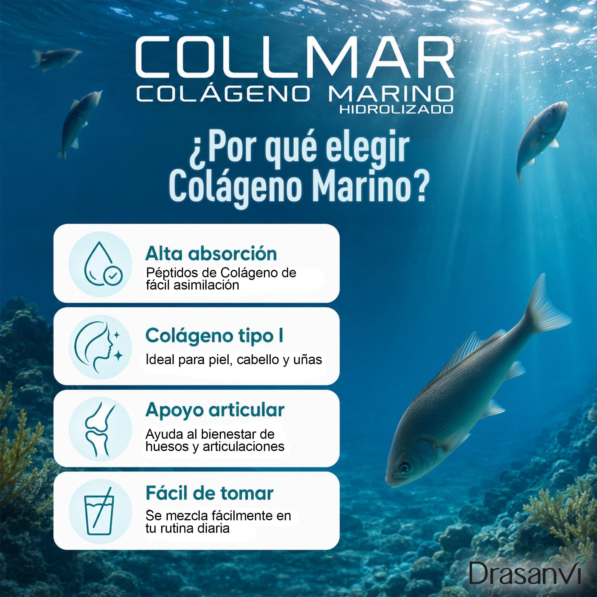 Drasanvi Colageno Marino Hidrolizado Beauty (PACK 2) + Ácido Hialurónico | Colágeno con Biotina + Vitamina C Natural |Elasticidad, Firmeza y Luminosidad de la Piel |2x275g=54 día|Sabor Frutos Bosque