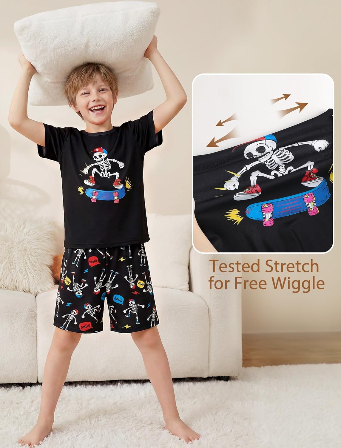 Mikrdoo Boys Pajamas Short Sleeve Summer Cool PJs Set 2-Piece Cozy Sleepwear for Kids Size 6-16 Years - Image 4