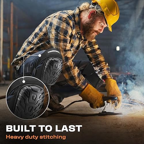 Miniatura 5 de Rodilleras Thunderbolt para Hombres de Construcción, Rodilleras de Trabajo para Hombres y Mujeres con Doble Gel para Jardinería, Colocación