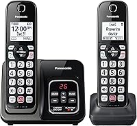 Panasonic KX-TGD832M Cordless Phone with Answering Machine, Advanced Call Block, Bilingual Caller ID - 2 Handsets Expandable to 6, Metallic Black