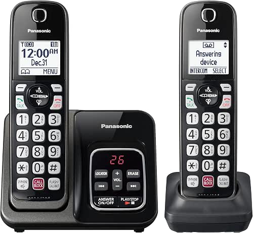 Panasonic Cordless Phone with Answering Machine, Advanced Call Block, Bilingual