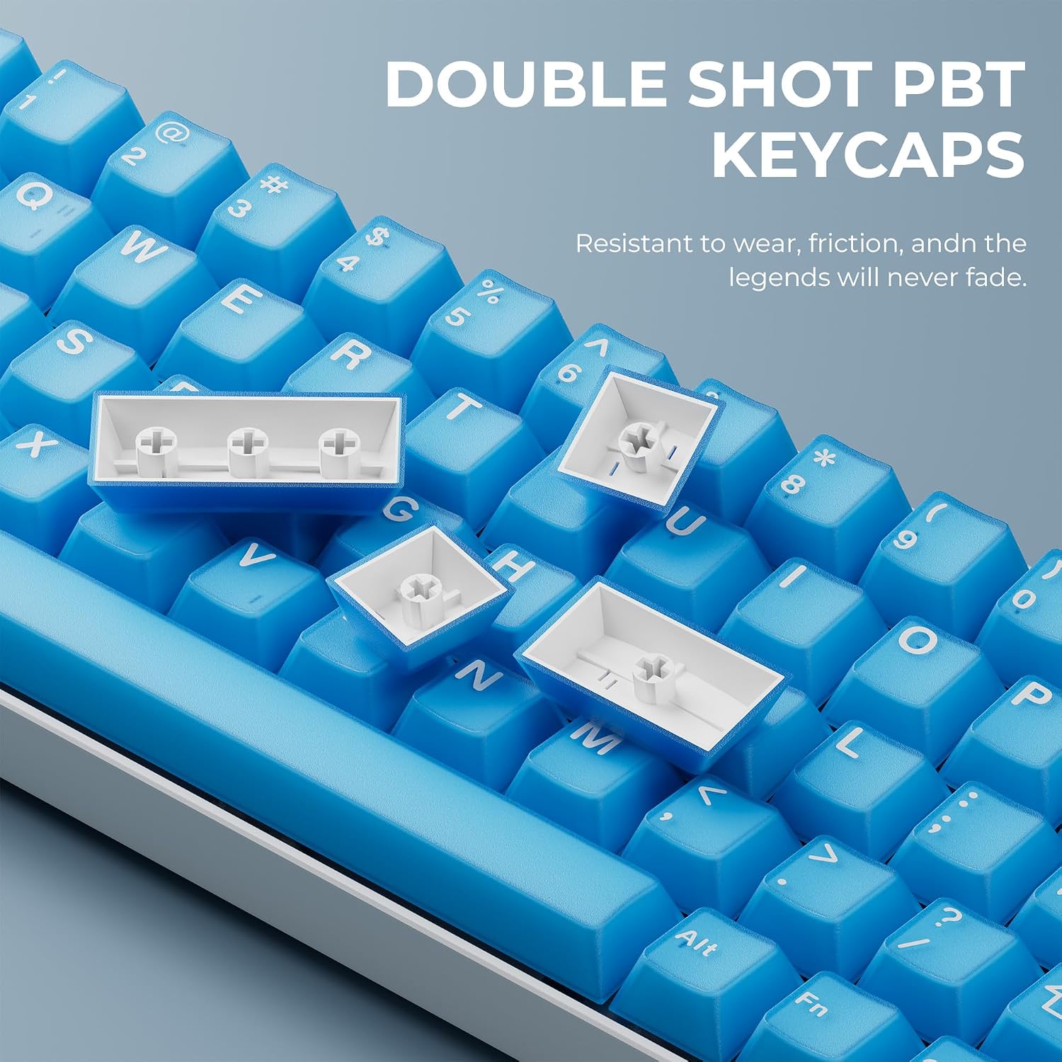 GMKWTL XVX Cambridge Blue Keyboard Keycaps, Double Shot PBT Keycaps with Cherry Profile, 129 Keys Keycap Set 60 65 75 100 Percent Compatibility with MX Switches Mechanical Keyboard