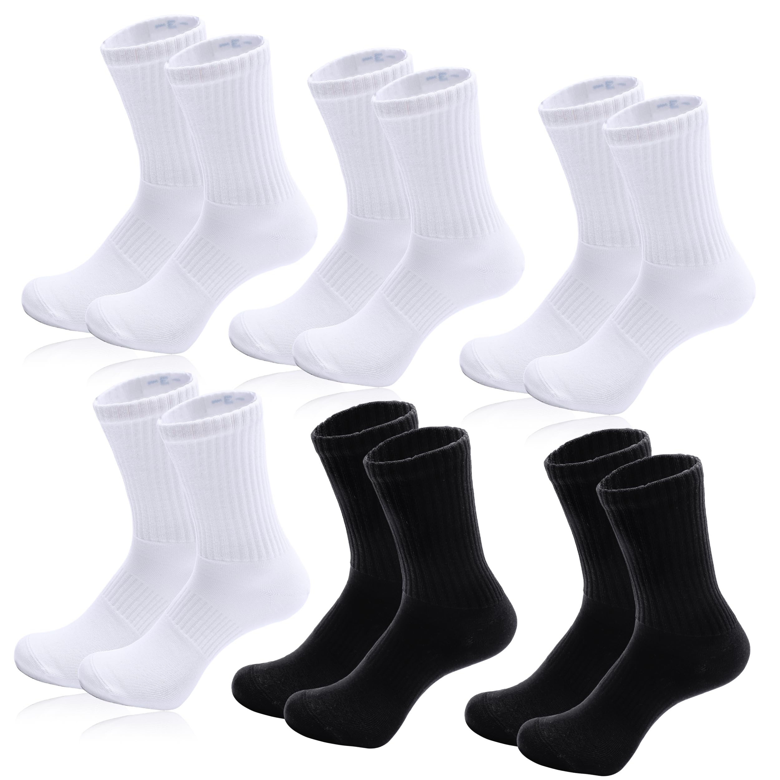 URRIARITZ High-Purity Cotton Crew Sock For Women Men, Athletic Running Cotton Quarter Socks 6 Pairs